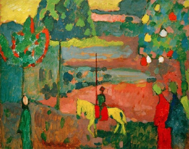 Lancer in Landscape 1908 Wassily Kandinsky Oil Painting